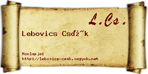 Lebovics Csák névjegykártya